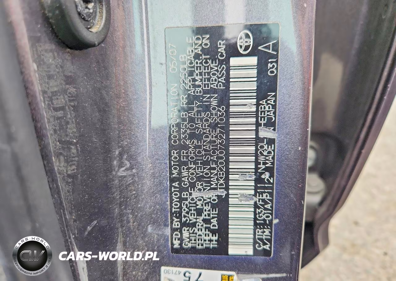 2007 Toyota Prius Base VIN:JTDKB20U073271036 - 12