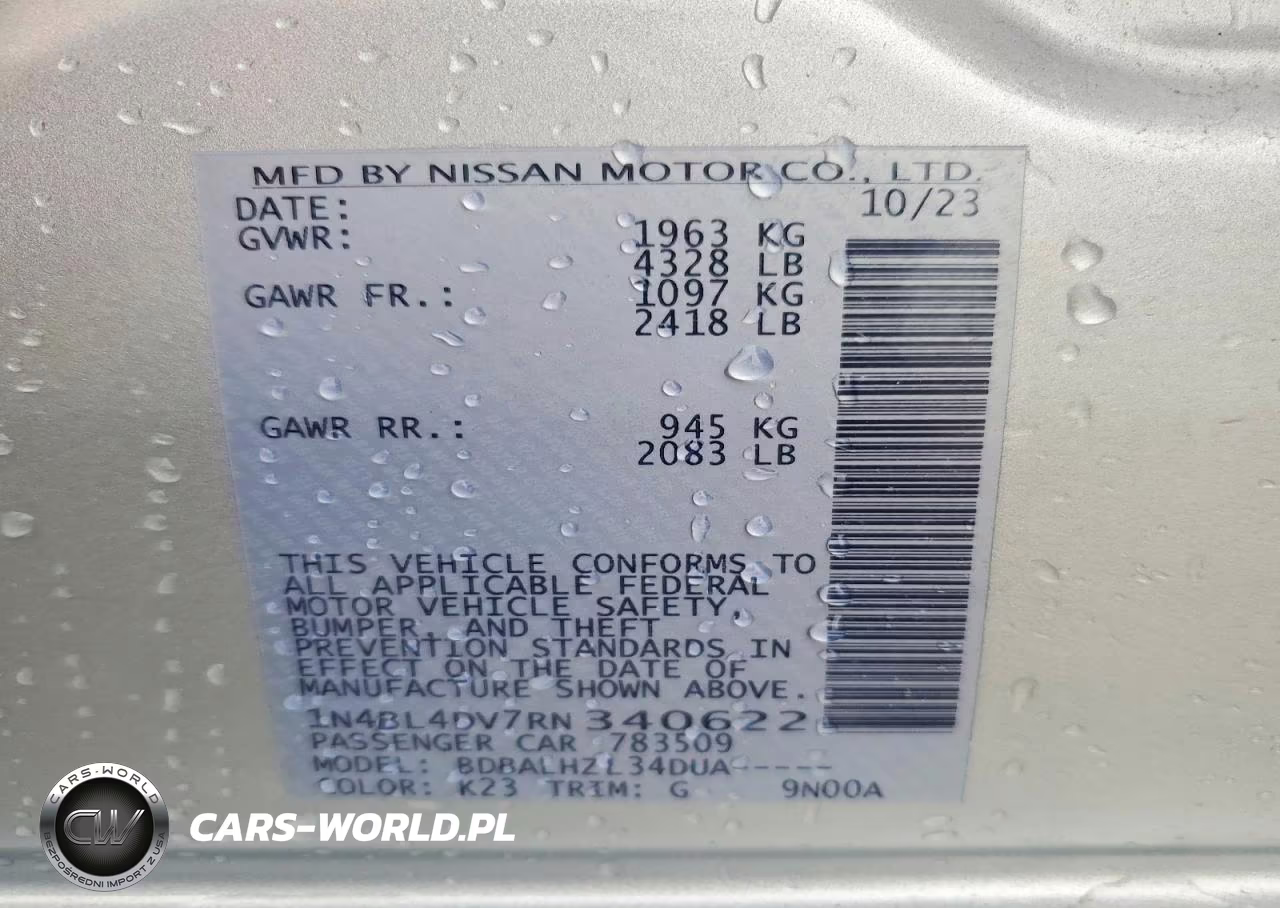 2024 Nissan Altima Sv VIN:1N4BL4DV7RN340622 - 13