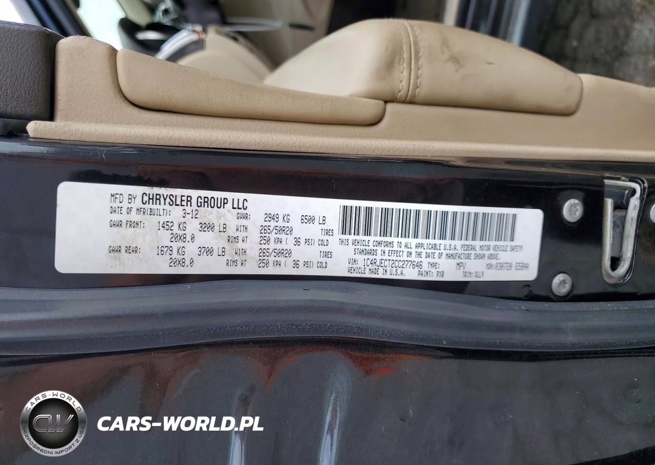 2012 Jeep Grand Cherokee Overland VIN:1C4RJECT2CC277646 - 13
