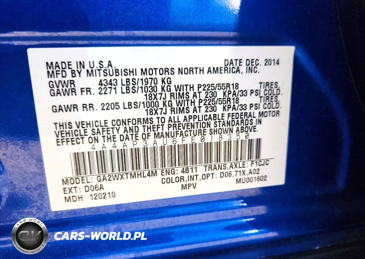 2015 Mitsubishi Outlander Sport Es VIN:4A4AP3AU6FE018350 - 12