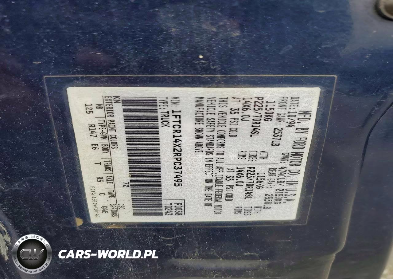 1994 Ford Ranger Super Cab VIN:1FTCR14X2RPC37495 - 12