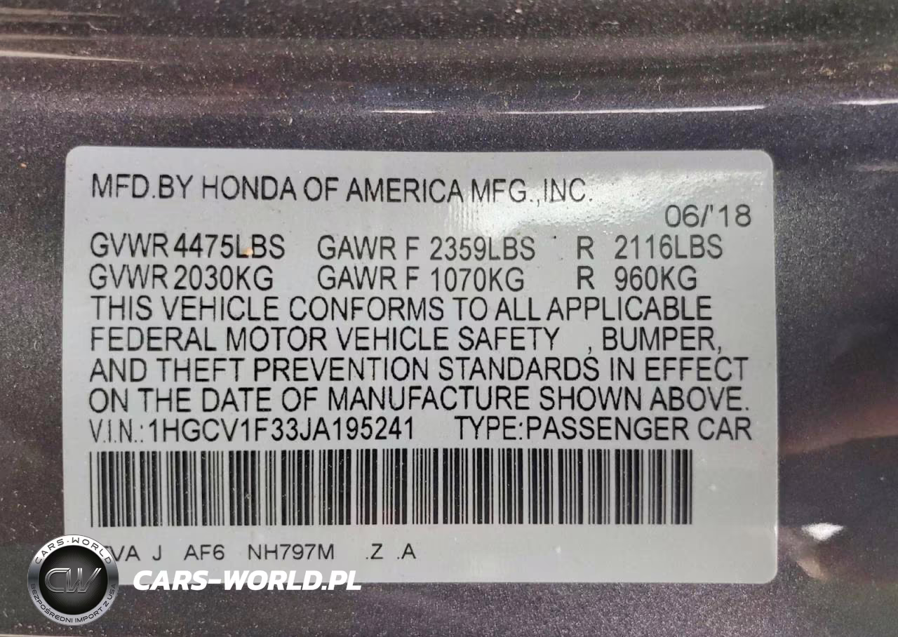 2018 Honda Accord Sport VIN:1HGCV1F33JA195241 - 12