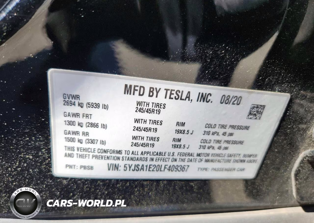 2020 Tesla Model S VIN:5YJSA1E20LF409367 - 12