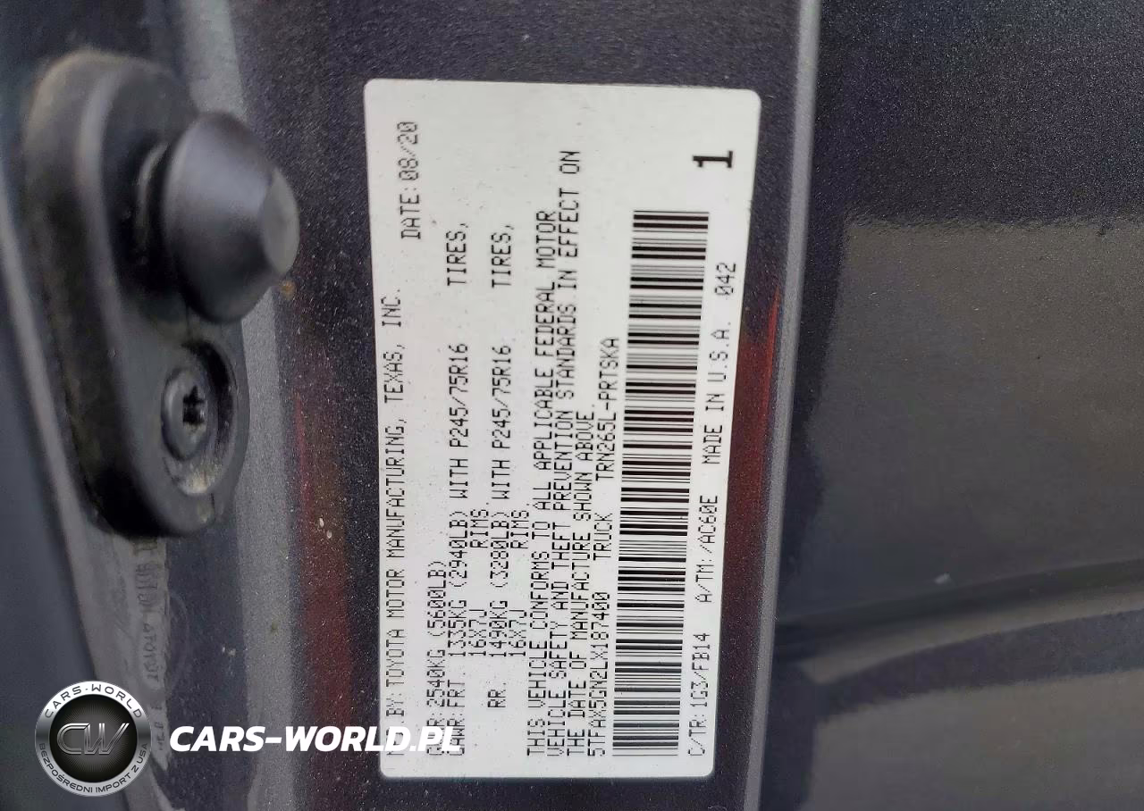 2020 Toyota Tacoma Sr VIN:5TFAX5GN2LX187400 - 12