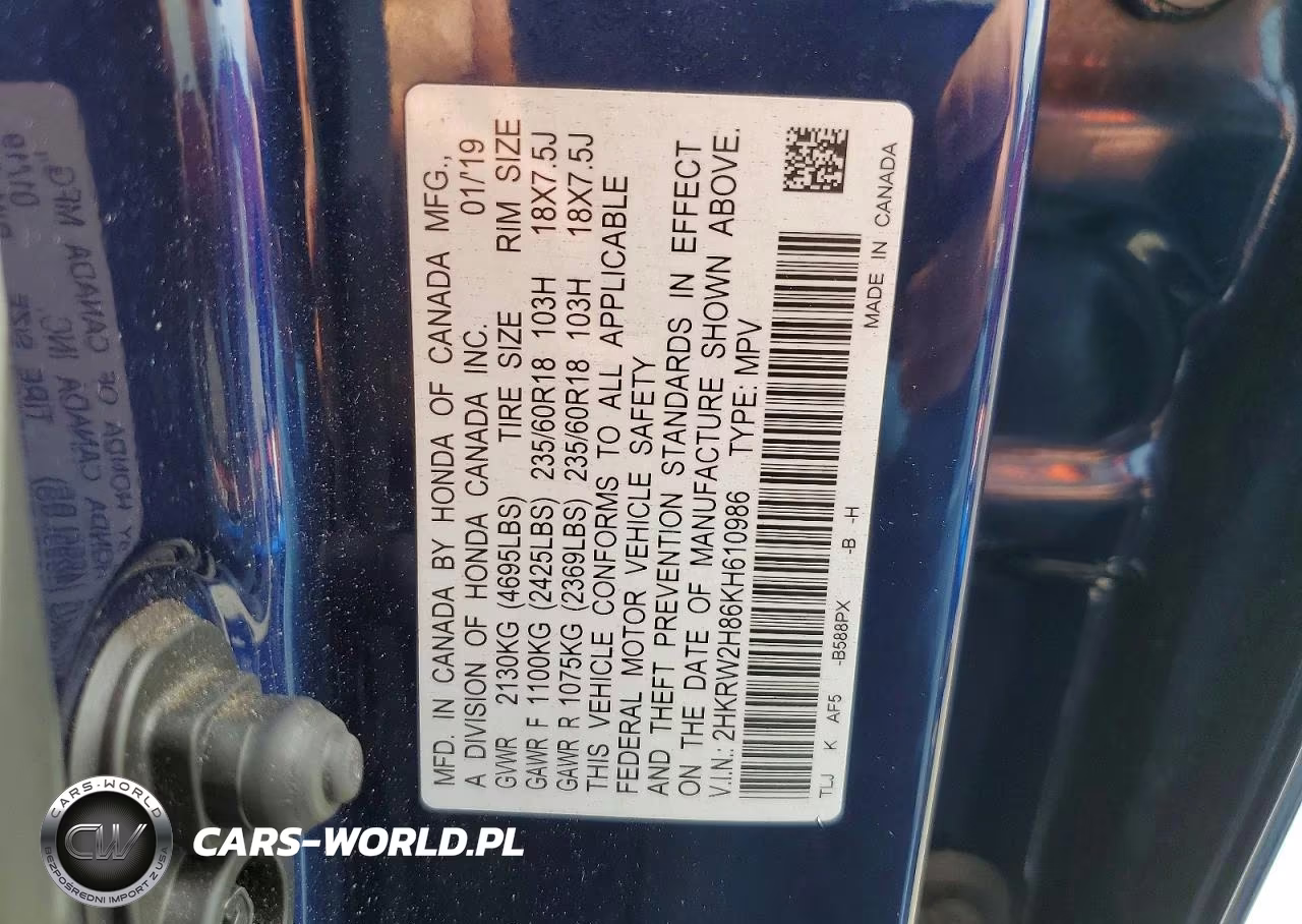 2019 Honda Cr-V VIN:2HKRW2H86KH610986 - 13