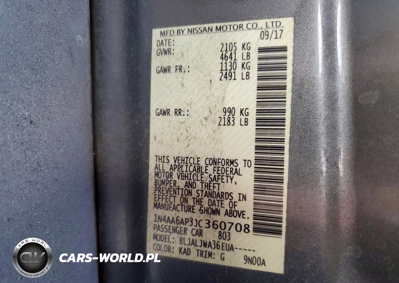 2018 Nissan Maxima 3.5 Sv VIN:1N4AA6AP3JC360708 - 12