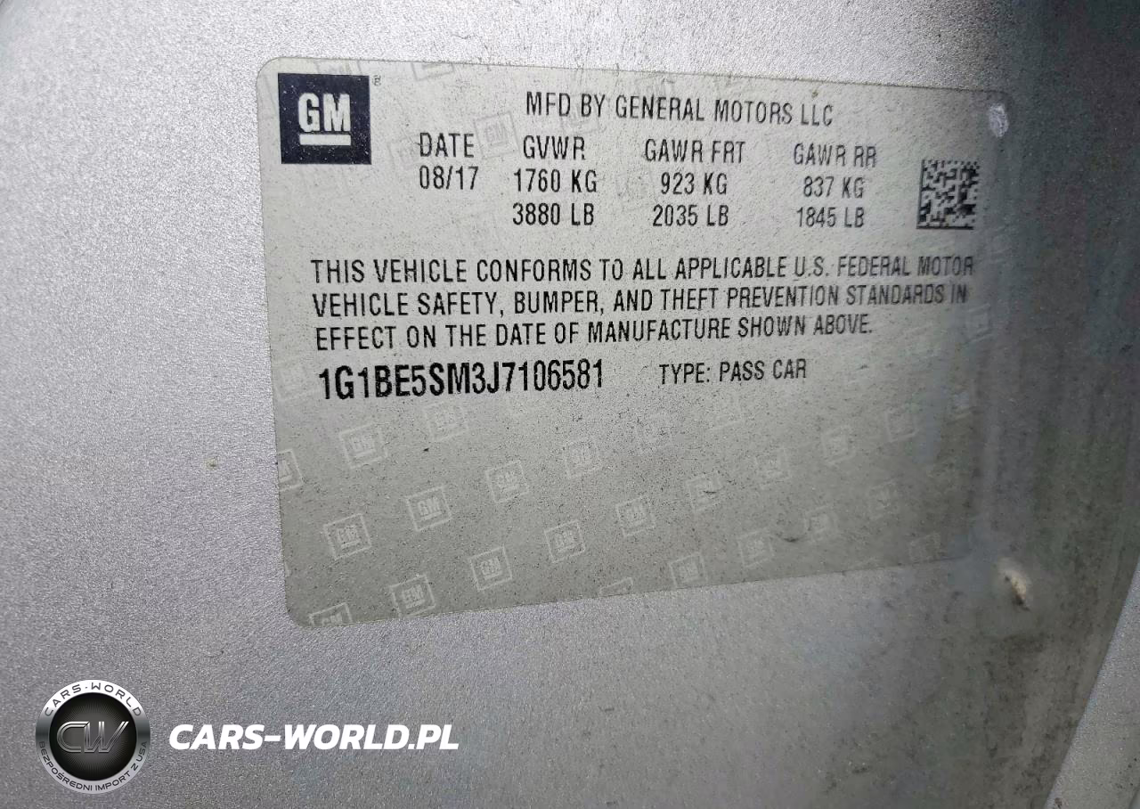 2018 Chev Cruze Lt W-1Sg Equip VIN:1G1BE5SM3J7106581 - 12