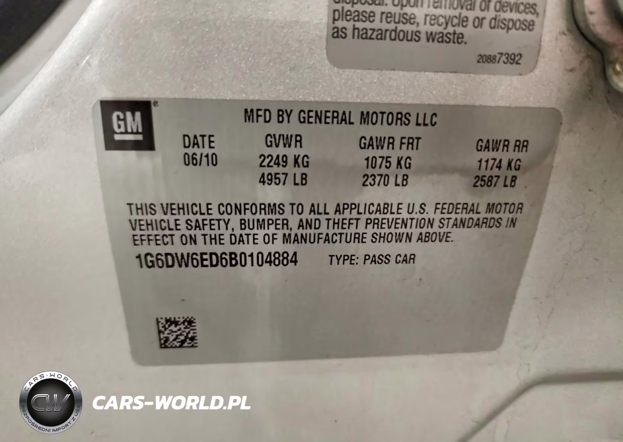 2011 Cadillac Sts Luxury VIN:1G6DW6ED6B0104884 - 12