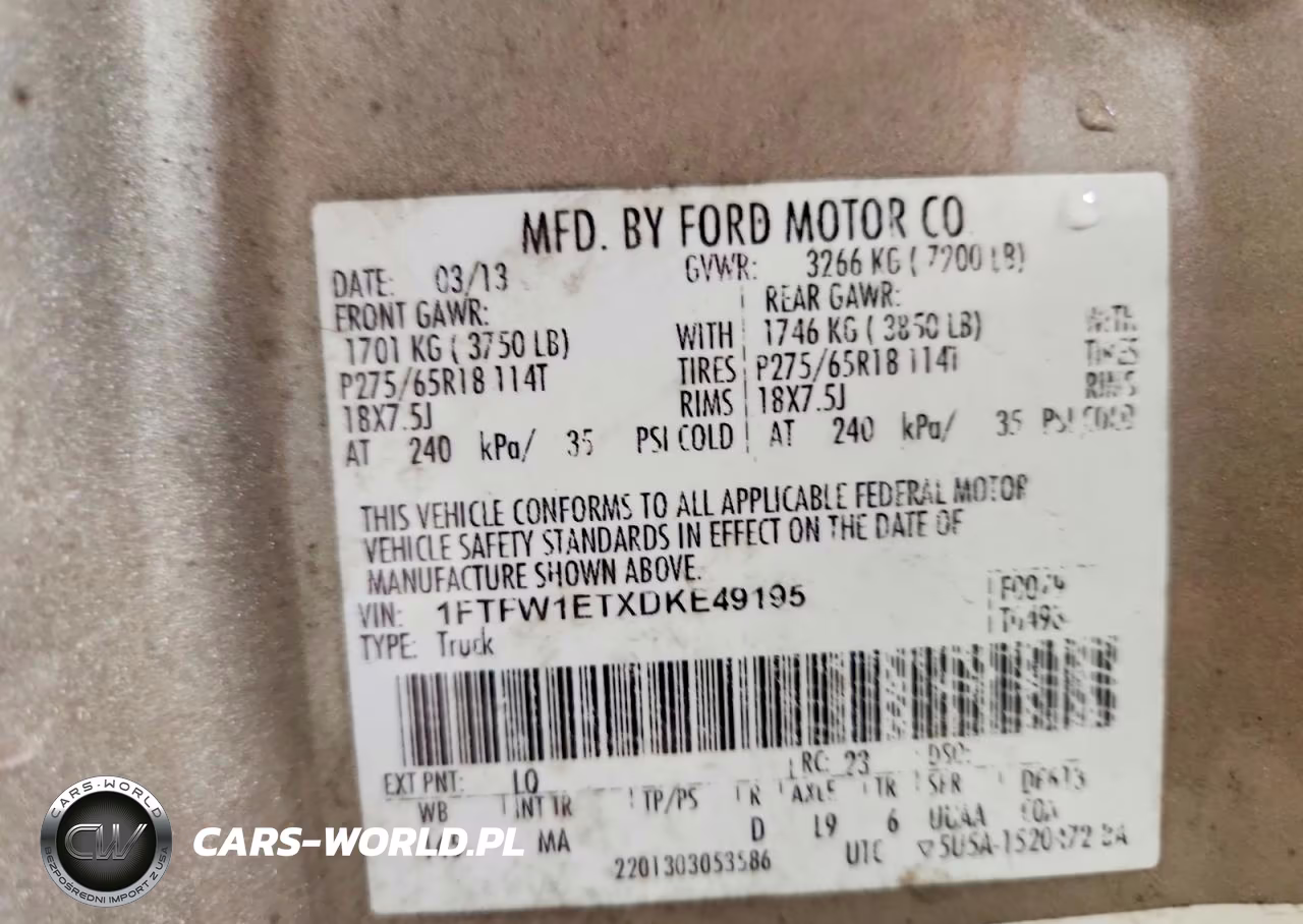 2013 Ford F150 Supercrew VIN:1FTFW1ETXDKE49195 - 13