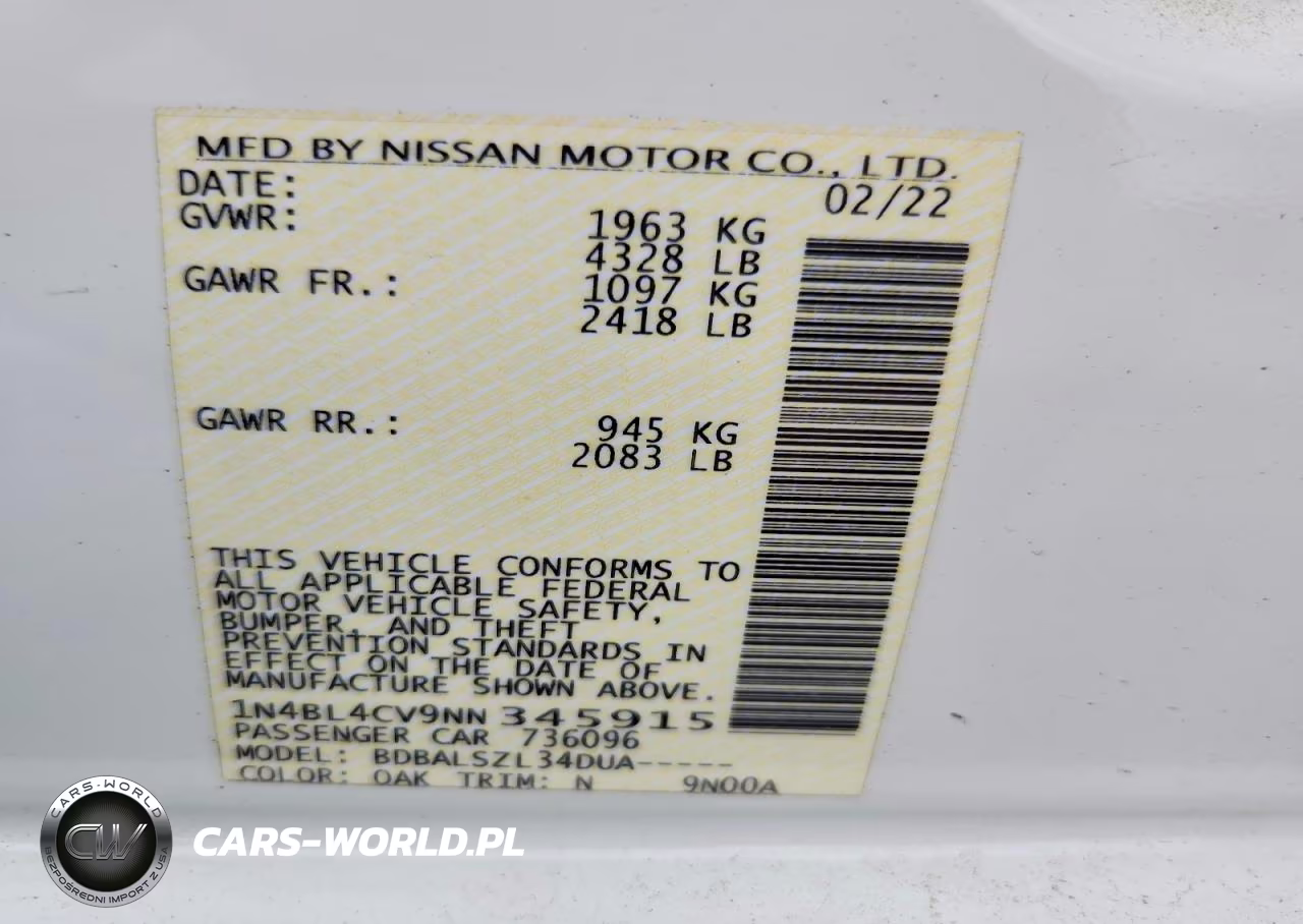 2022 Nissan Altima Sr VIN:1N4BL4CV9NN345915 - 13