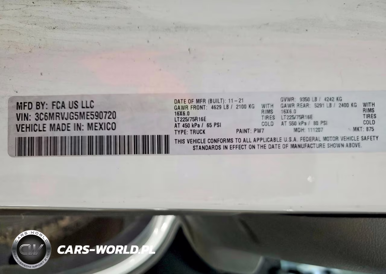 2021 Ram Promaster 3500 Delivery Van VIN:3C6MRVJG5ME590720 - 13