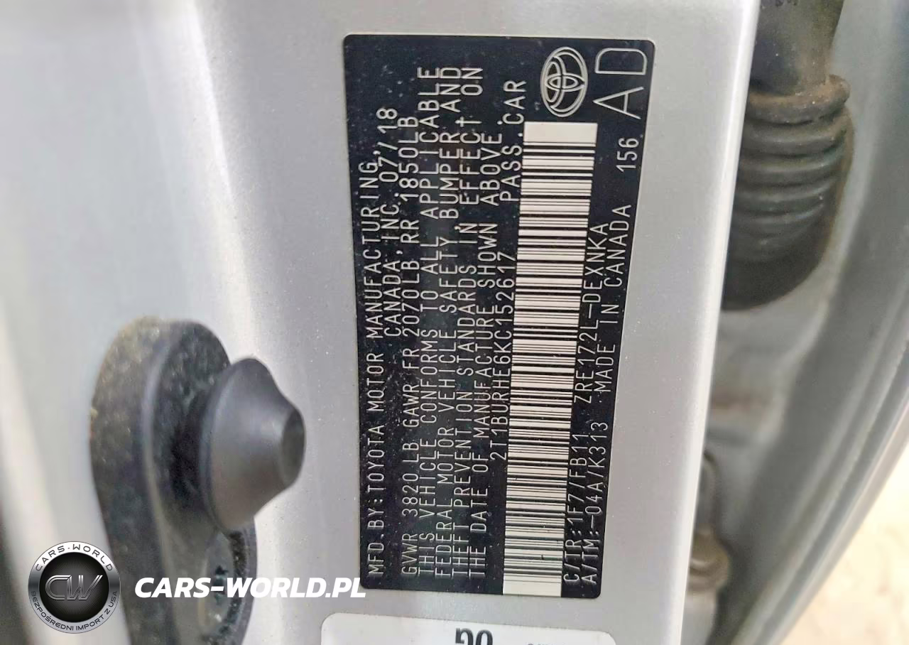 2019 Toyota Corolla Le VIN:2T1BURHE6KC152617 - 12