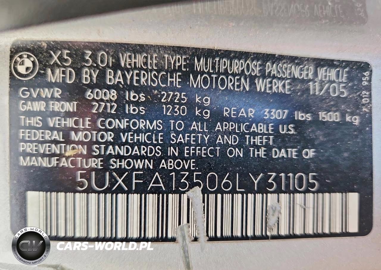 2006 BMW X5 3.0I VIN:5UXFA13506LY31105 - 13