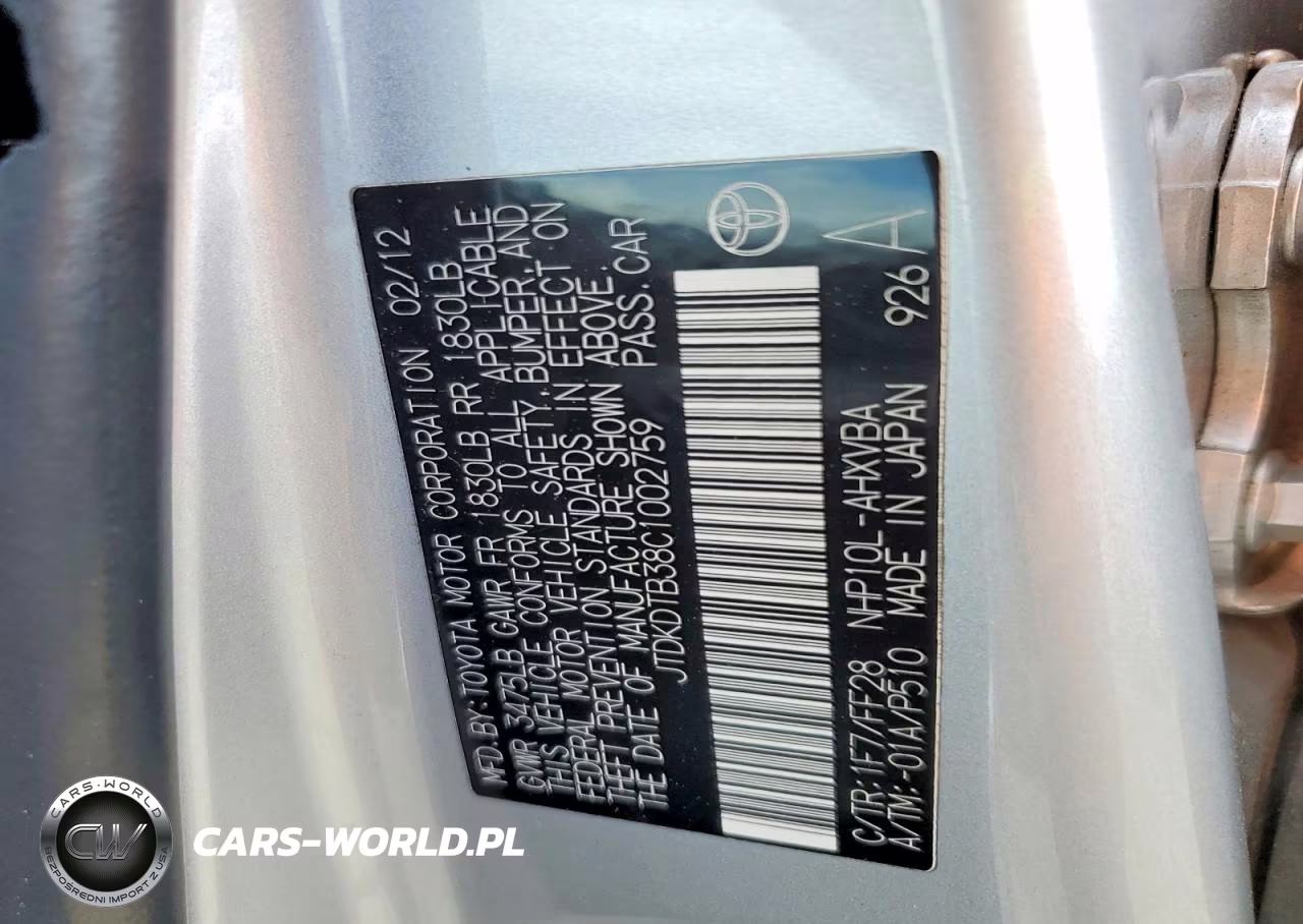 2012 Toyota Prius C Two VIN:JTDKDTB38C1002759 - 12
