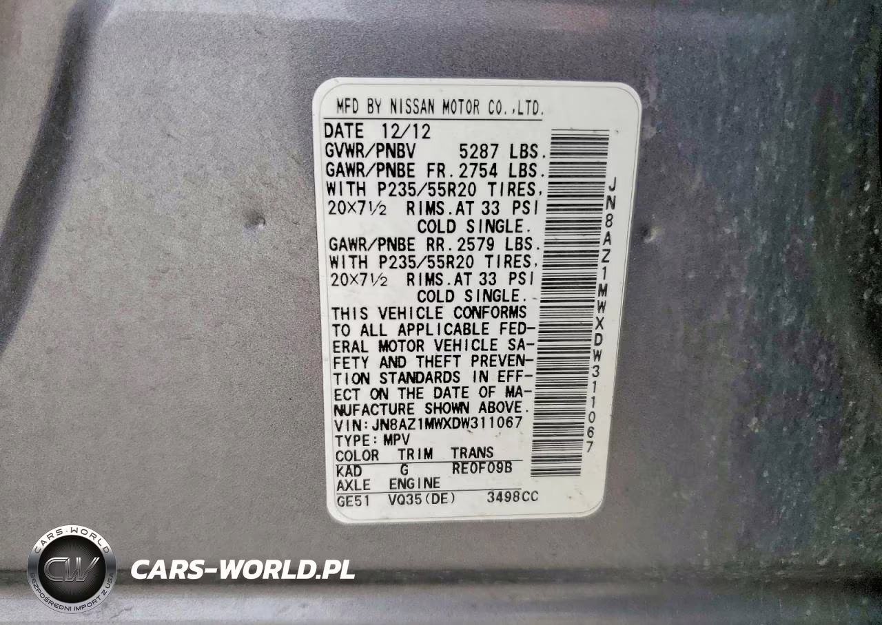 2013 Nissan Murano S VIN:JN8AZ1MWXDW311067 - 13