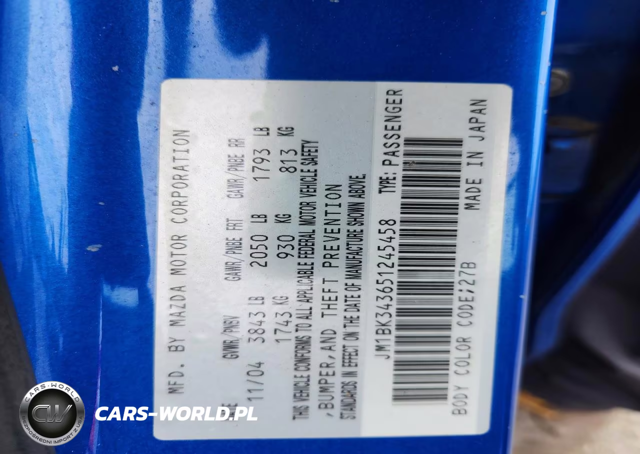 2005 Mazda 3 Hatchback VIN:JM1BK343651245458 - 12