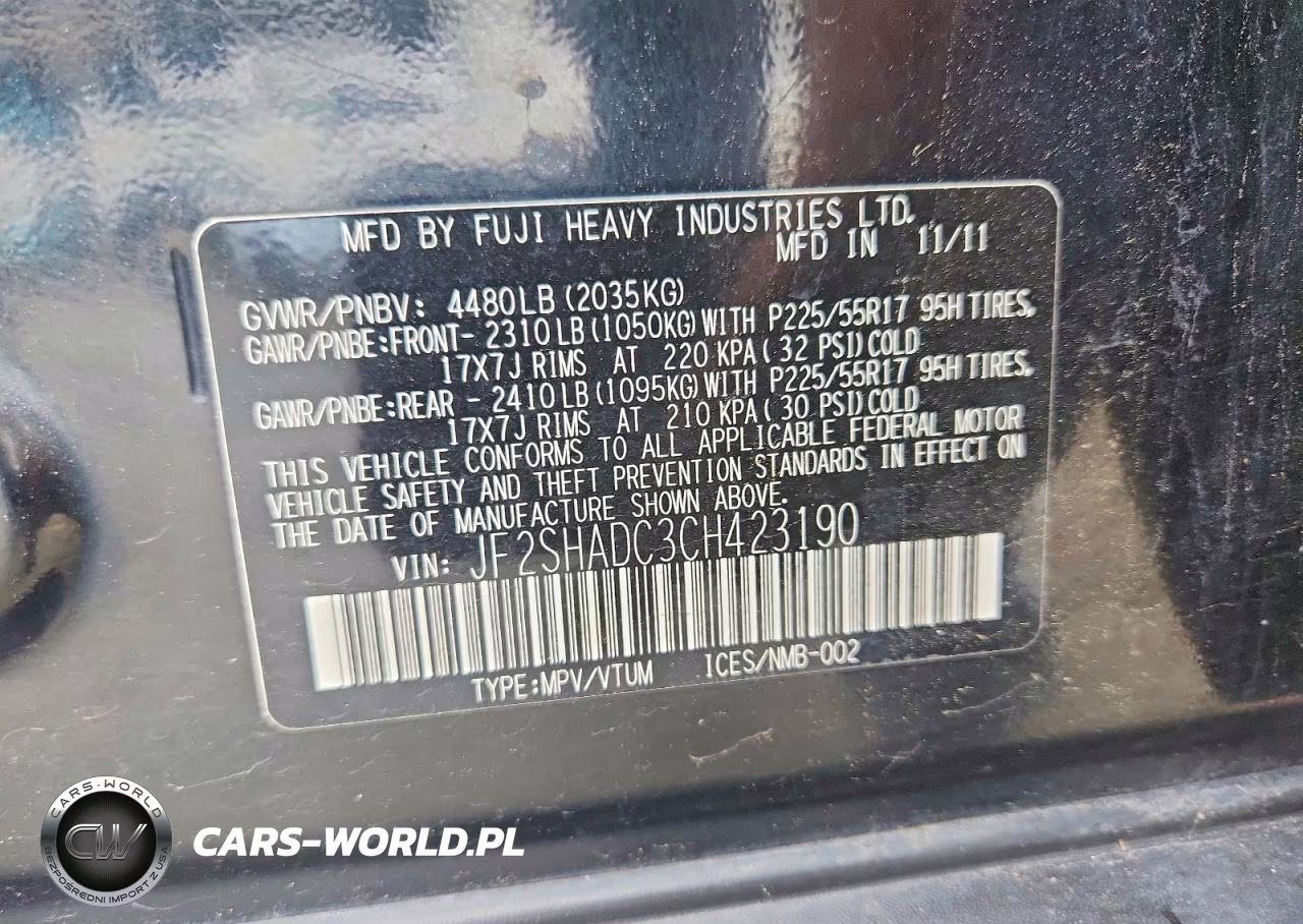 2012 Subaru Forester 2.5X Premium VIN:JF2SHADC3CH423190 - 13