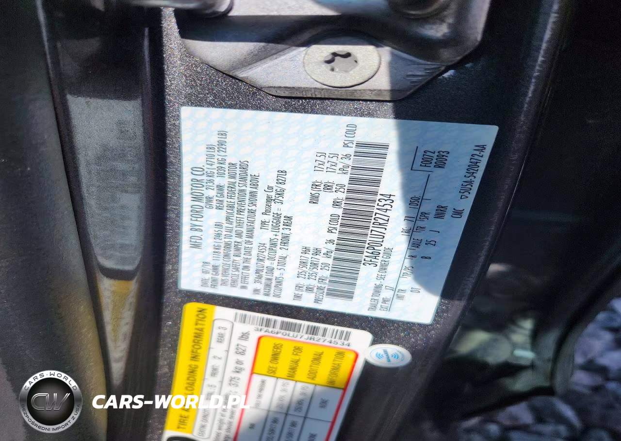 2018 Ford Fusion Se Hybrid VIN:3FA6P0LU7JR274534 - 12