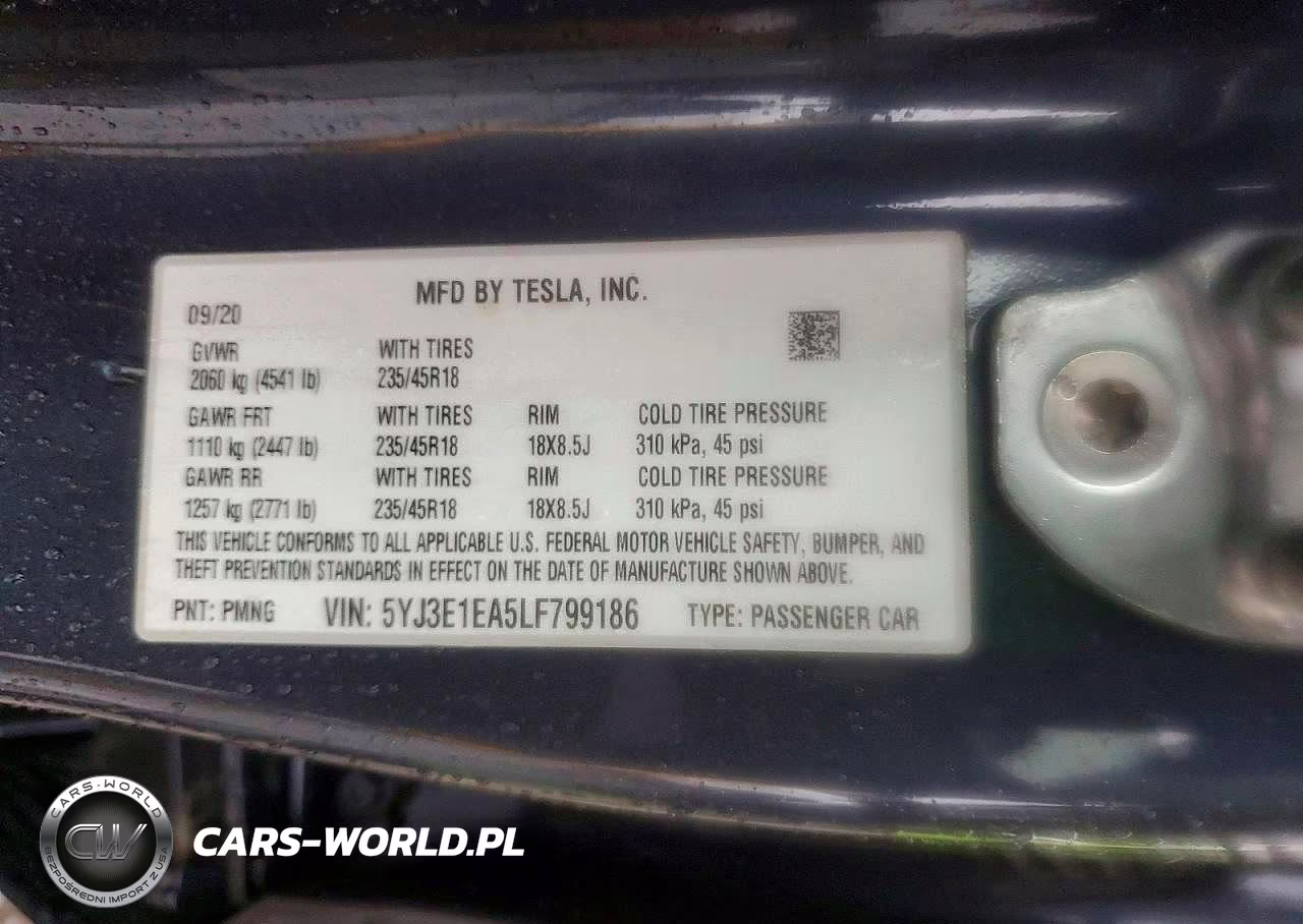 2020 Tesla Model 3 VIN:5YJ3E1EA5LF799186 - 12