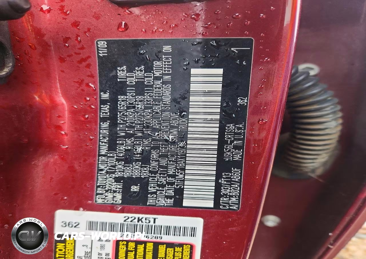 2010 Toyota Tundra Double Cab Sr5 VIN:5TFUW5F18AX119730 - 12