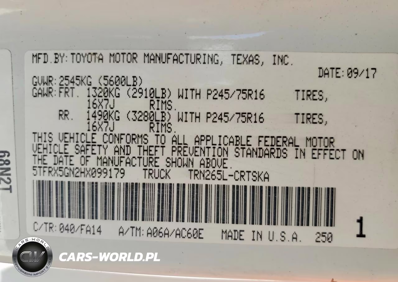 2017 Toyota Tacoma Sr VIN:5TFRX5GN2HX099179 - 12