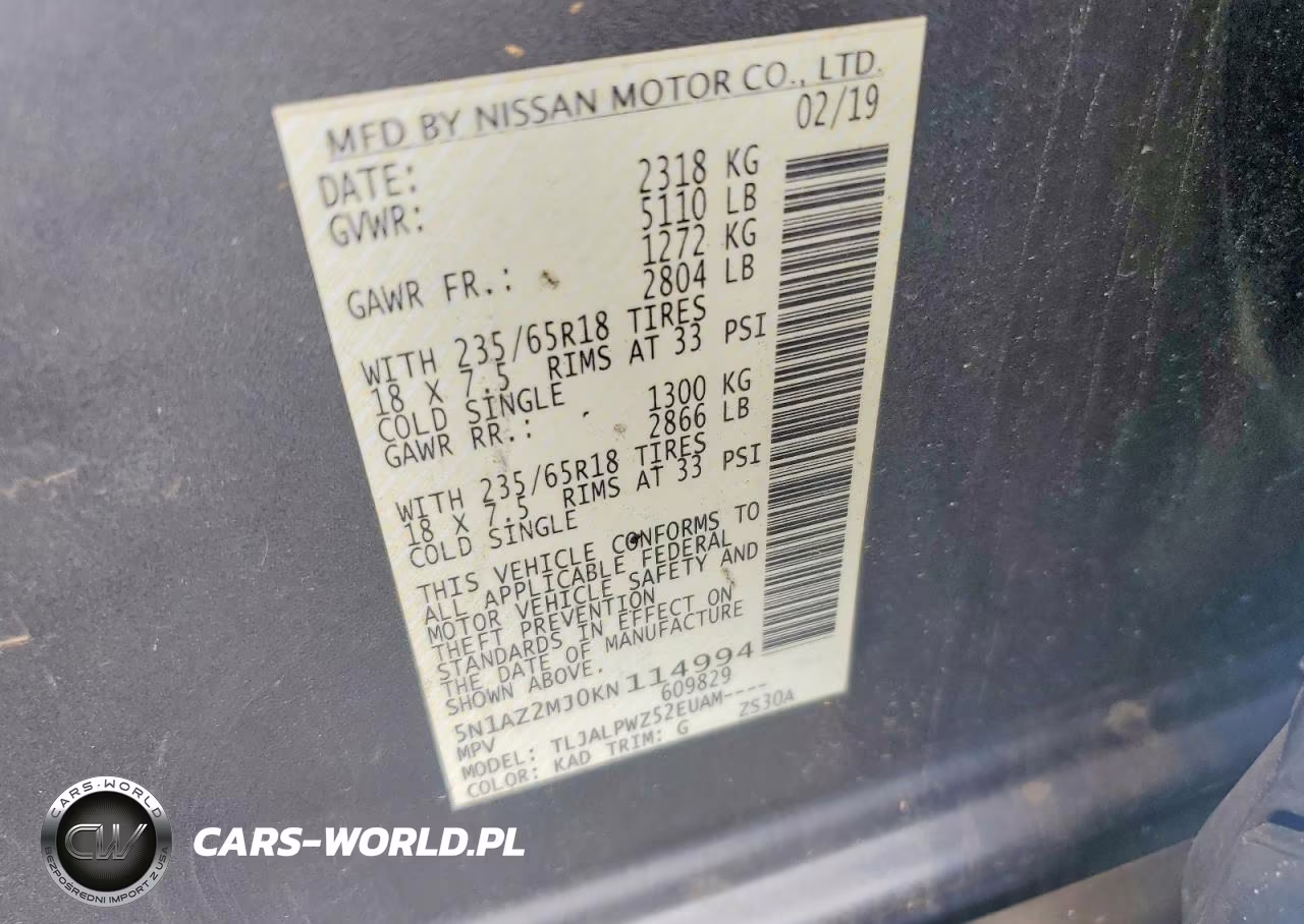 2019 Nissan Murano S VIN:5N1AZ2MJ0KN114994 - 12