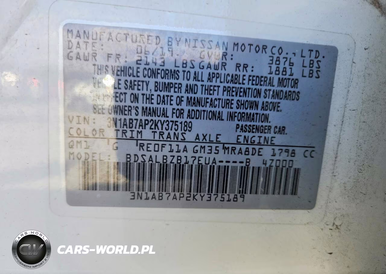 2019 Nissan Sentra S VIN:3N1AB7AP2KY375189 - 13