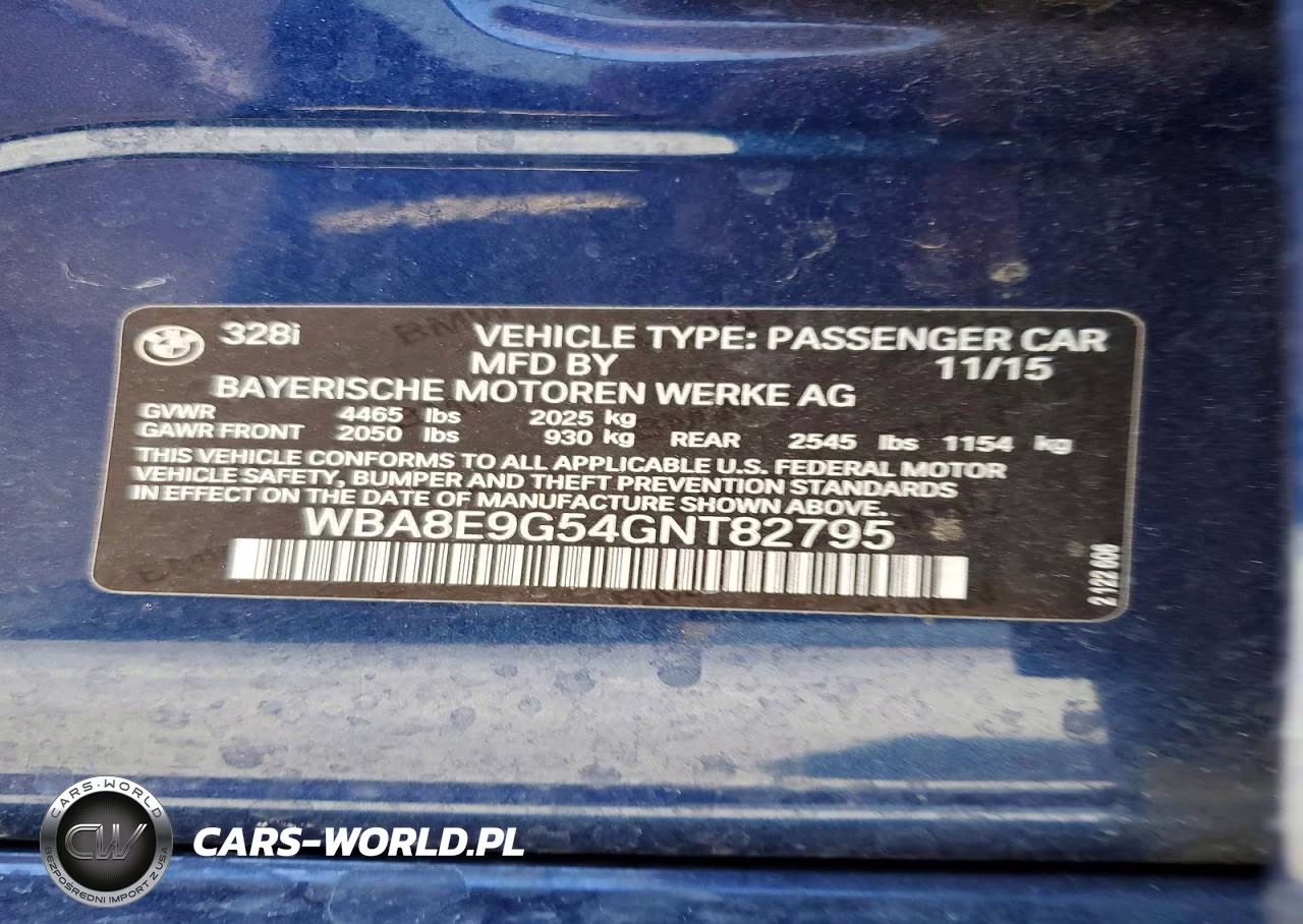2016 BMW 328 I Sulev VIN:WBA8E9G54GNT82795 - 12