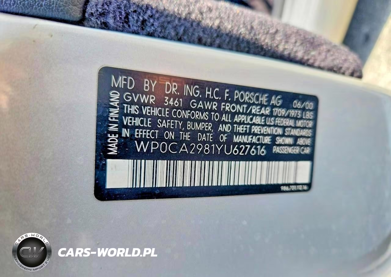 2000 Porsche Boxster VIN:WP0CA2981YU627616 - 12
