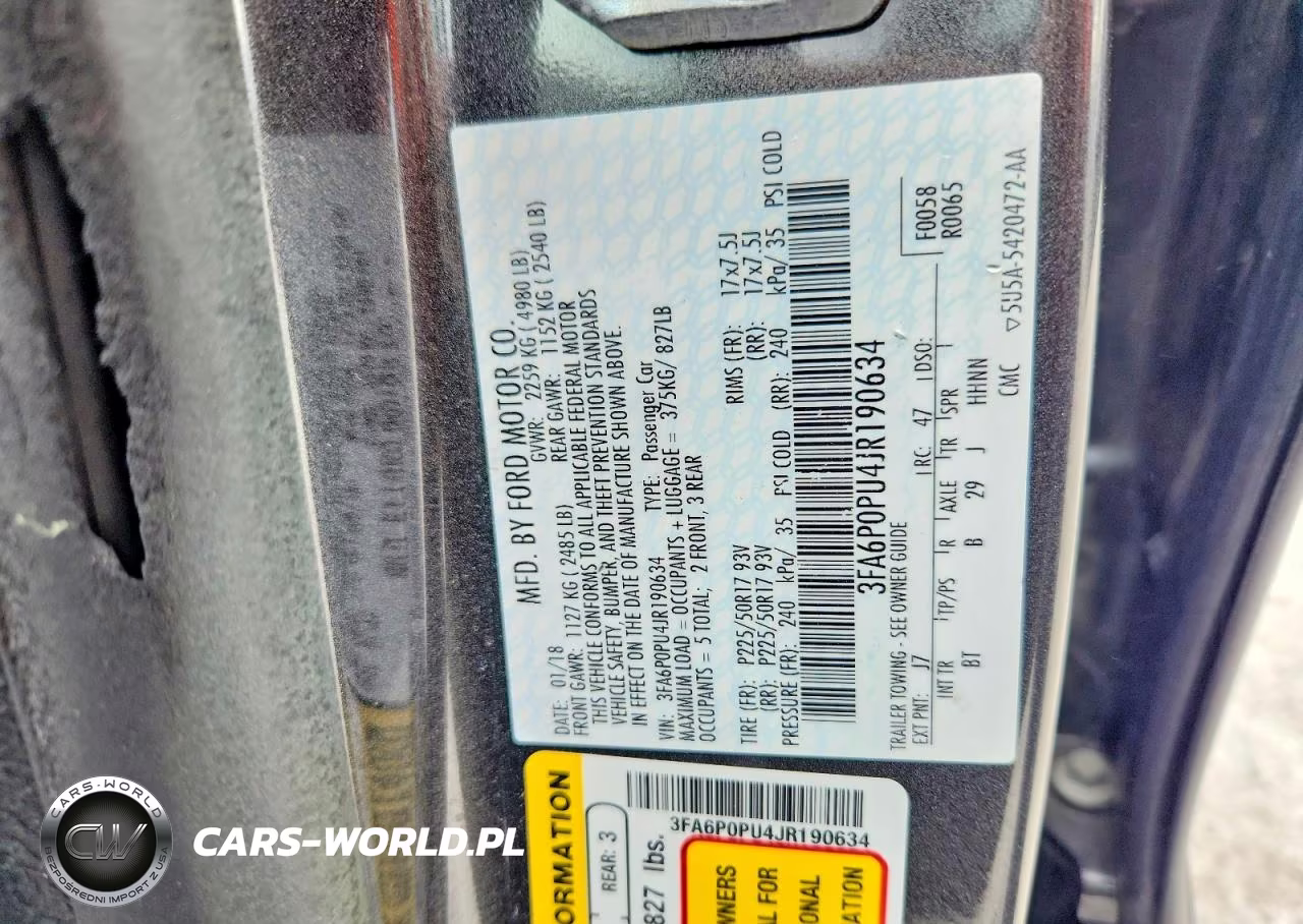 2018 Ford Fusion Se Phev VIN:3FA6P0PU4JR190634 - 12