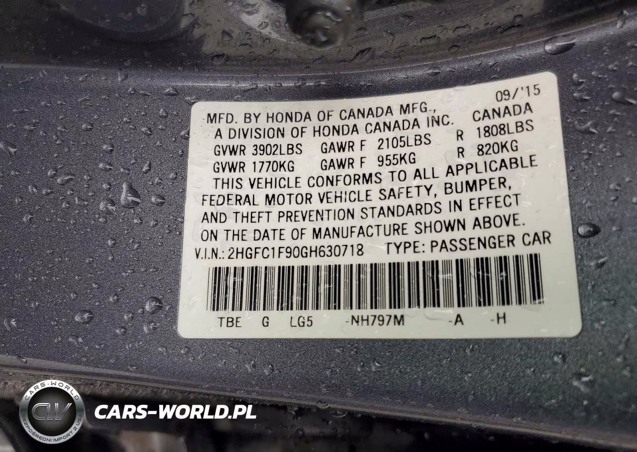 2016 Honda Civic Touring VIN:2HGFC1F90GH630718 - 12