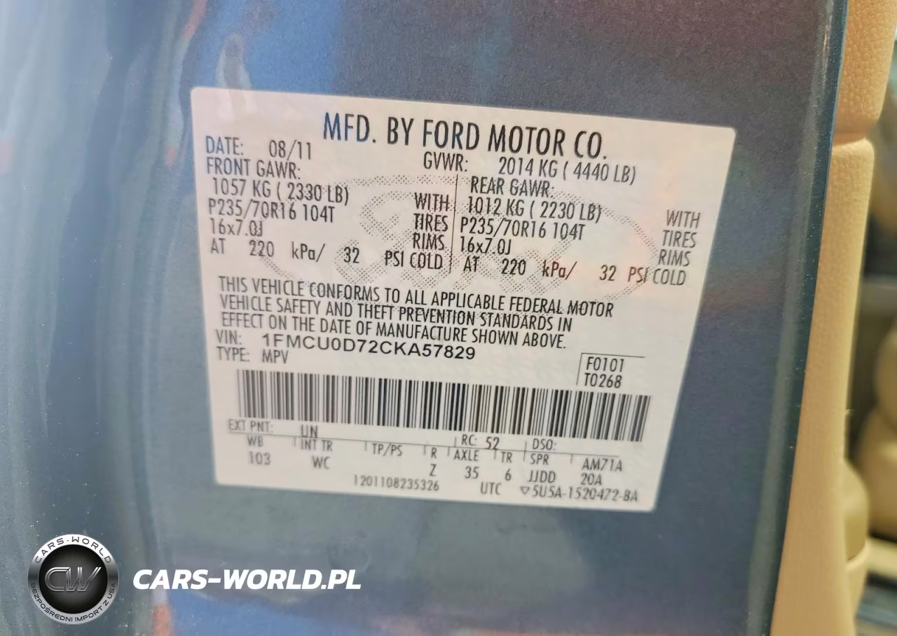 2012 Ford Escape Xlt VIN:1FMCU0D72CKA57829 - 13