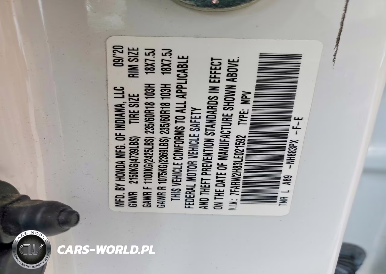 2020 Honda Cr-V Exl VIN:7FARW2H83LE021592 - 14