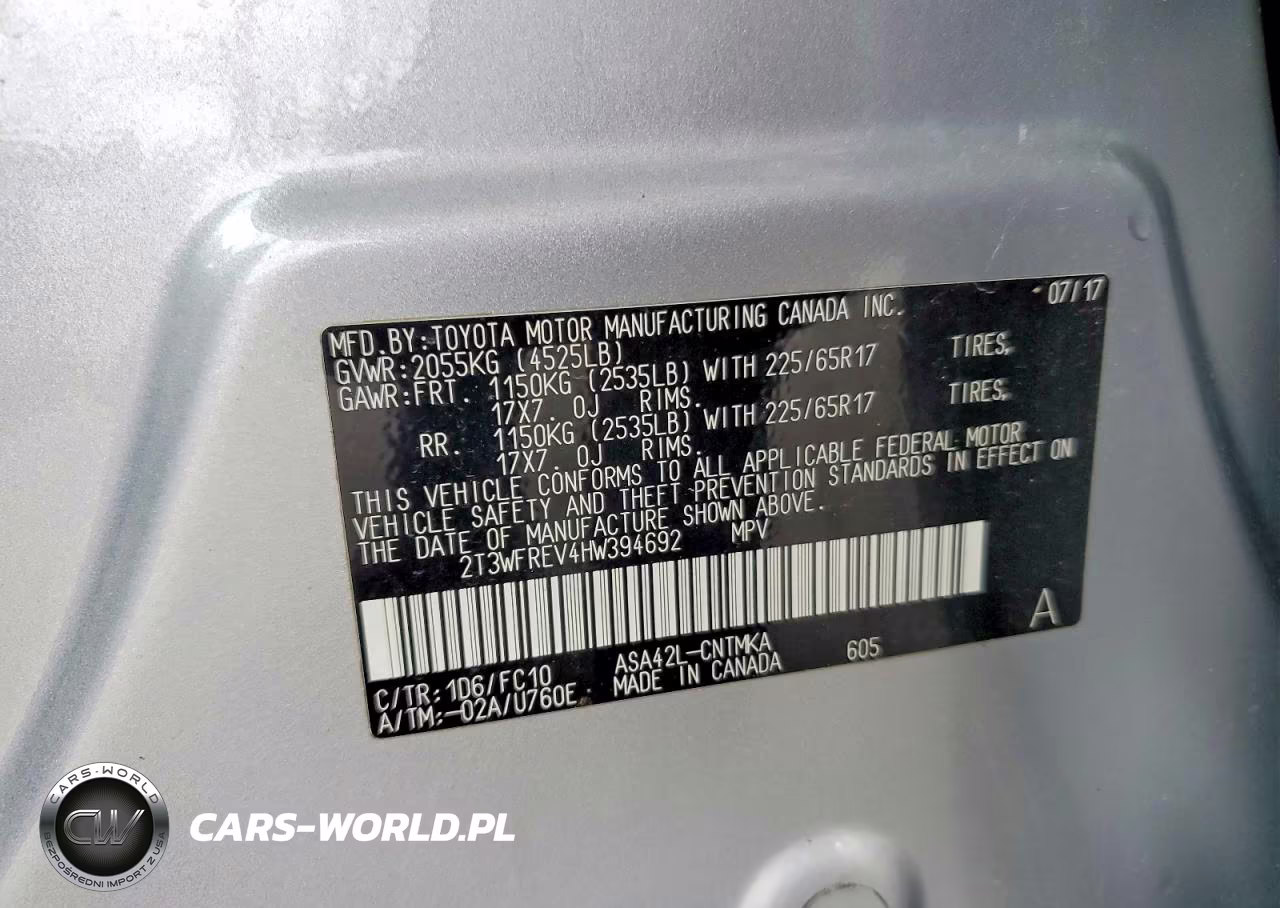 2017 Toyota Rav4 Xle VIN:2T3WFREV4HW394692 - 12