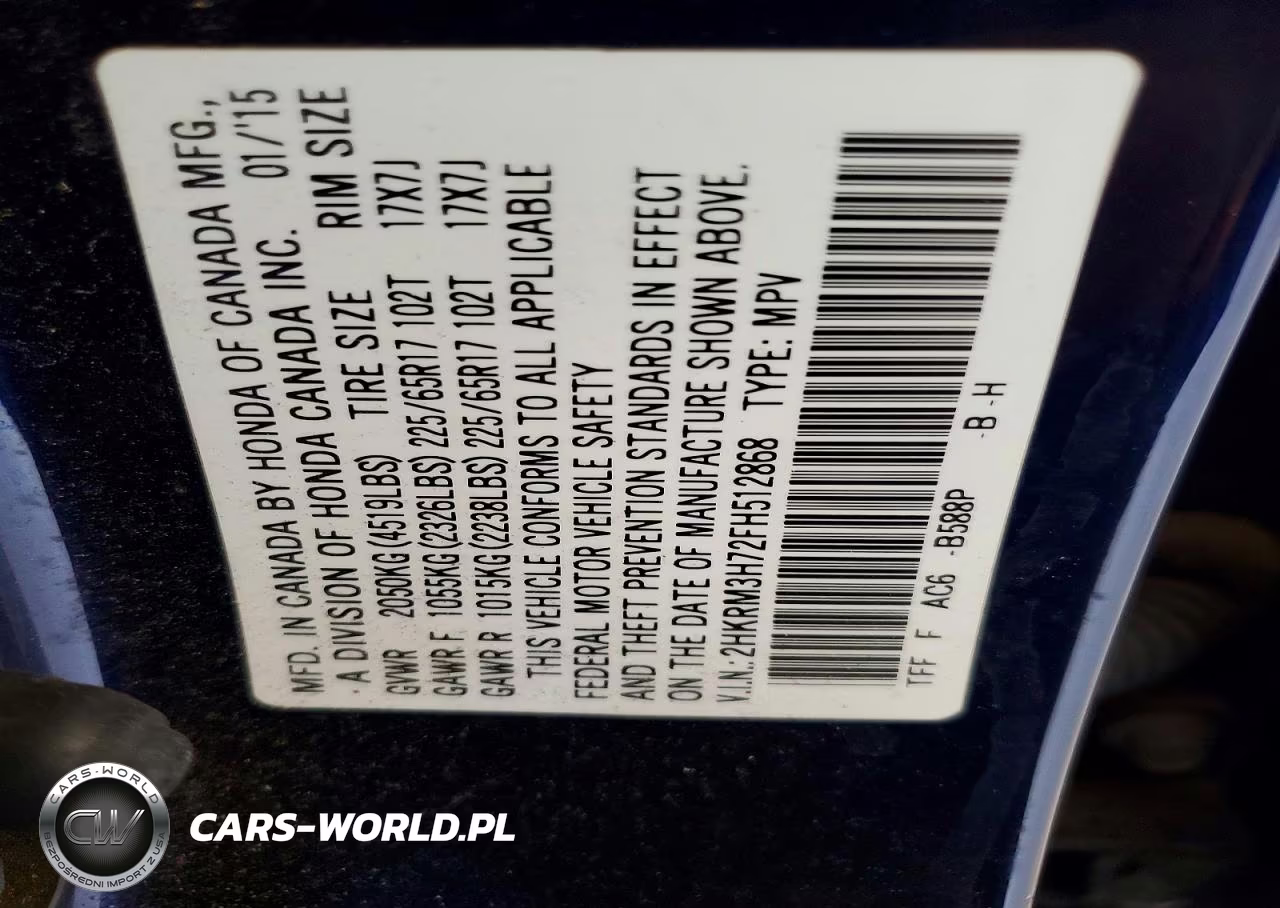 2015 Honda Cr-V Exl VIN:2HKRM3H72FH512868 - 13