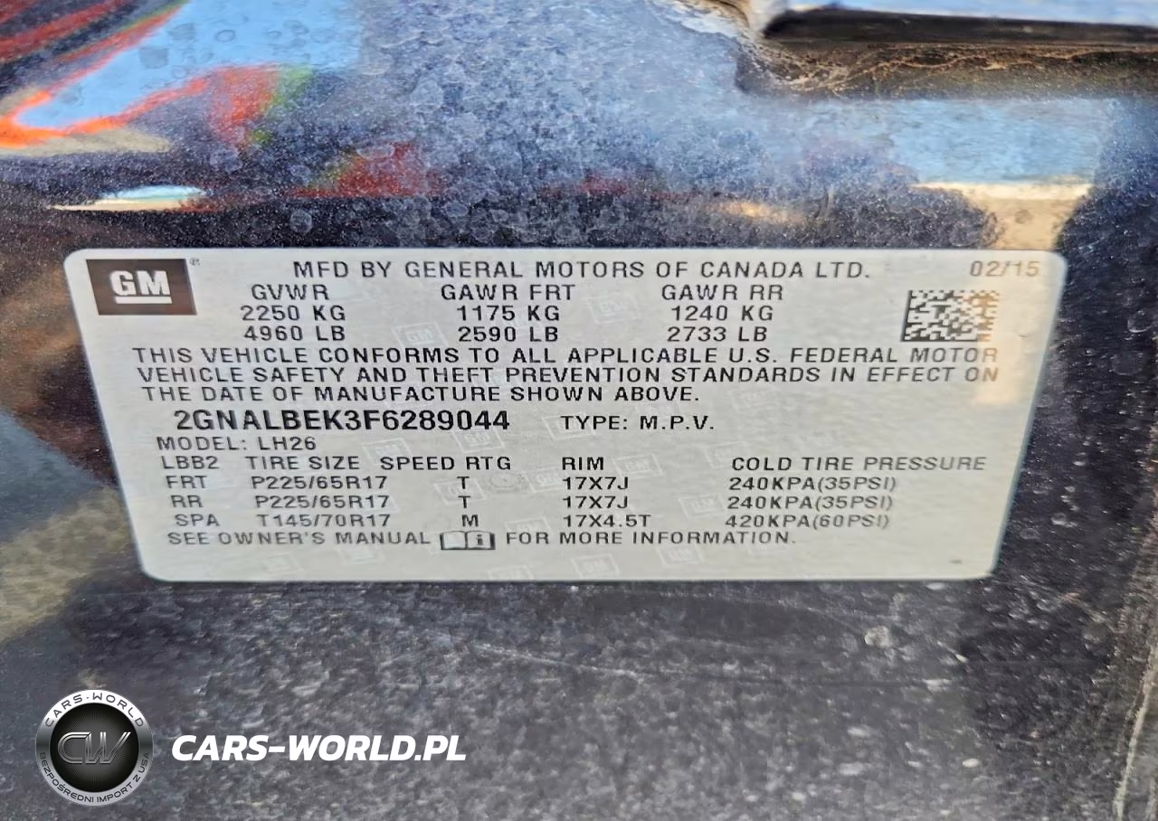 2015 Chevrolet Equinox Lt VIN:2GNALBEK3F6289044 - 12