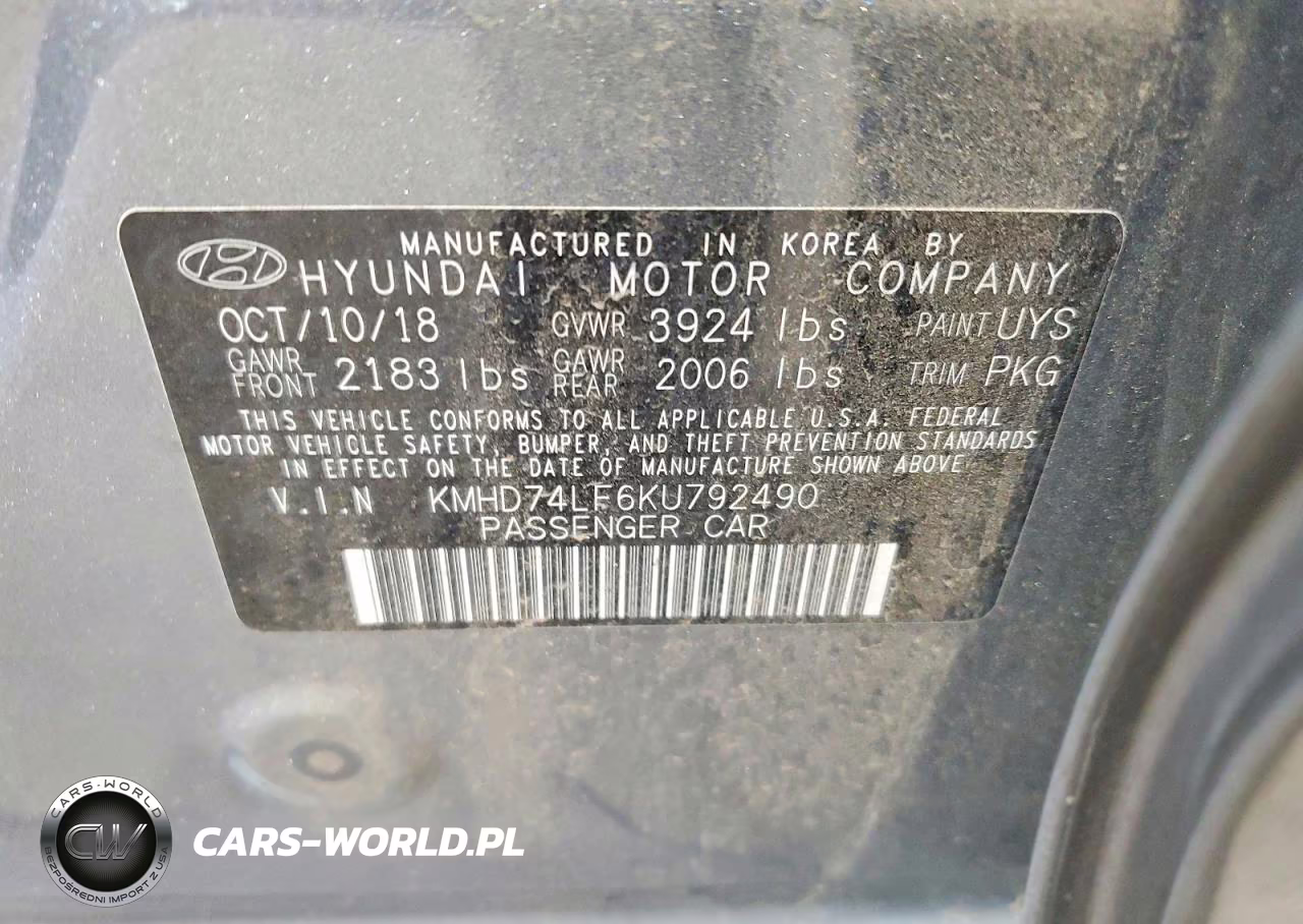 2019 Hyundai Elantra Se VIN:KMHD74LF6KU792490 - 12