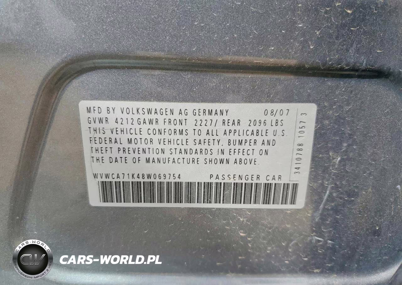 2008 Volkswagen Rabbit VIN:WVWCA71K48W069754 - 12