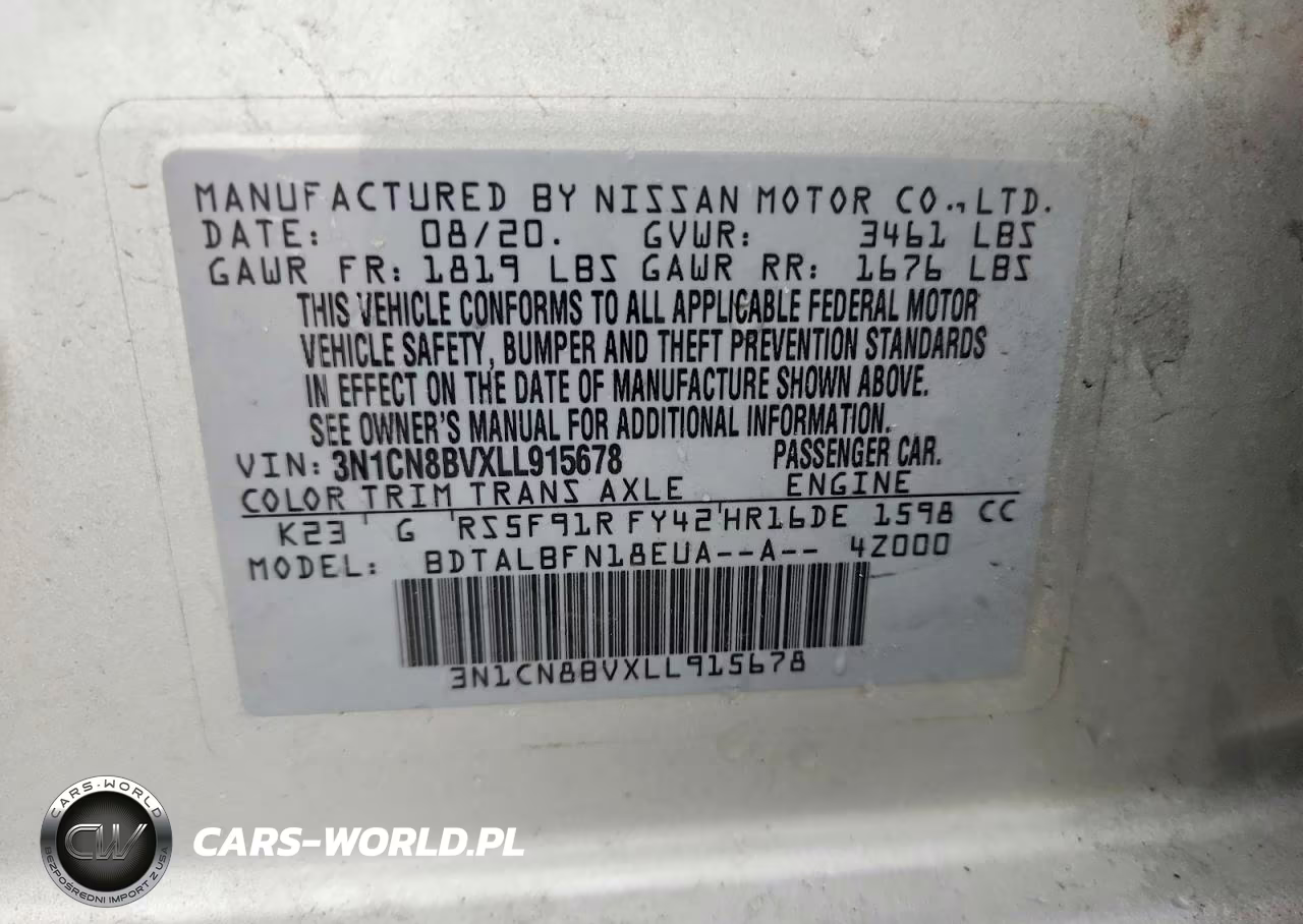 2020 Nissan Versa S VIN:3N1CN8BVXLL915678 - 12