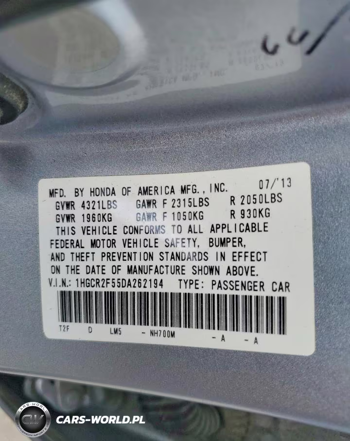 2013 Honda Accord Sport VIN:1HGCR2F55DA262194 - 12