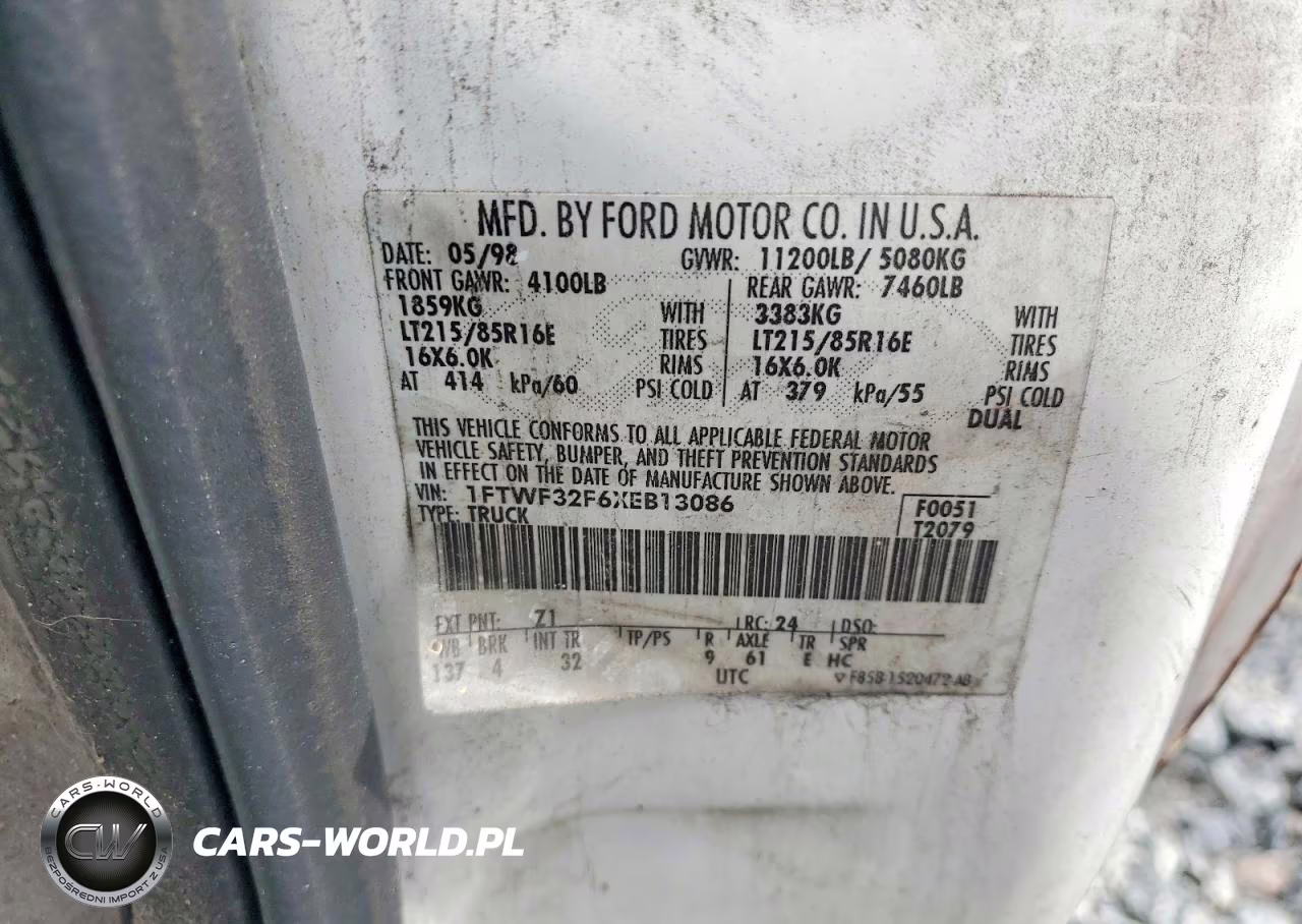 1999 Ford F350 Super Duty VIN:1FTWF32F6XEB13086 - 12
