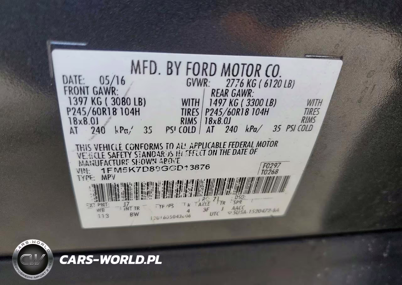 2016 Ford Explorer Xlt VIN:1FM5K7D89GGD13876 - 14