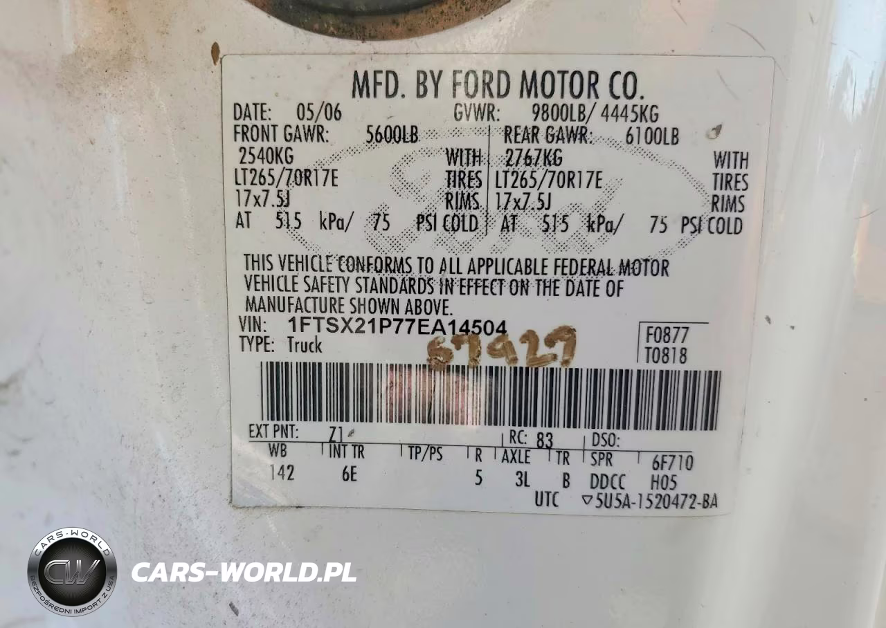 2007 Ford F250 Super Duty VIN:1FTSX21P77EA14504 - 12