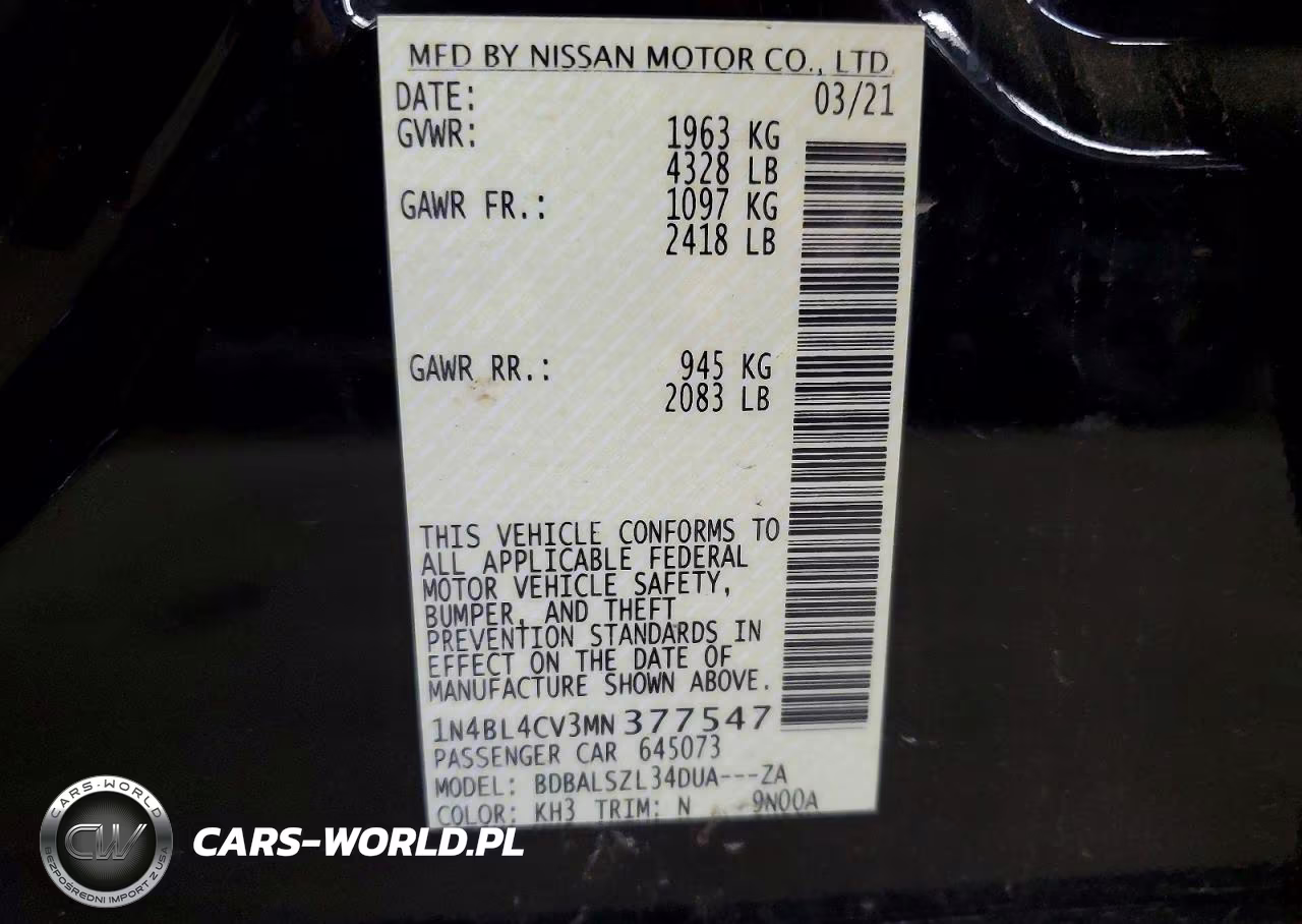 2021 Nissan Altima Sr VIN:1N4BL4CV3MN377547 - 12