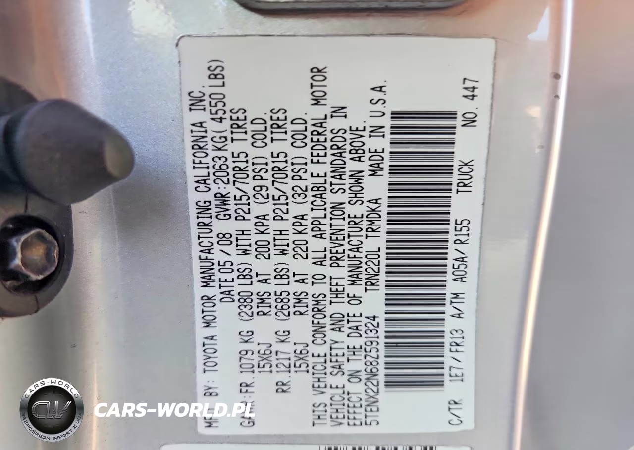 2008 Toyota Tacoma Base VIN:5TENX22N68Z591324 - 12