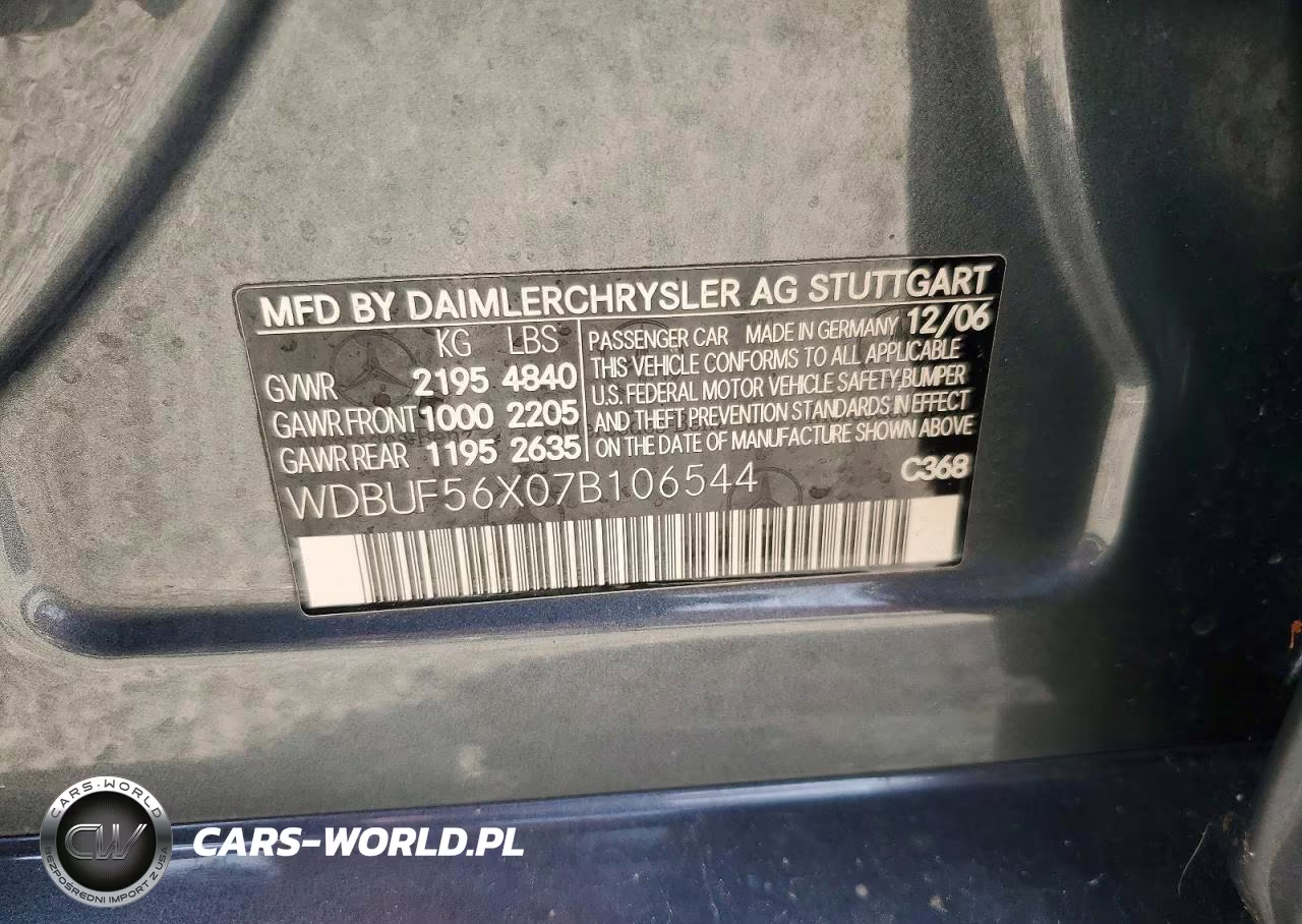 2007 Mercedes-Benz E 300D VIN:WDBUF56X07B106544 - 12