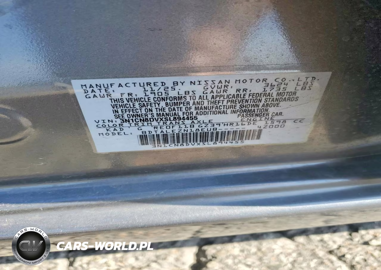 2025 Nissan Versa S VIN:3N1CN8DVXSL894455 - 12
