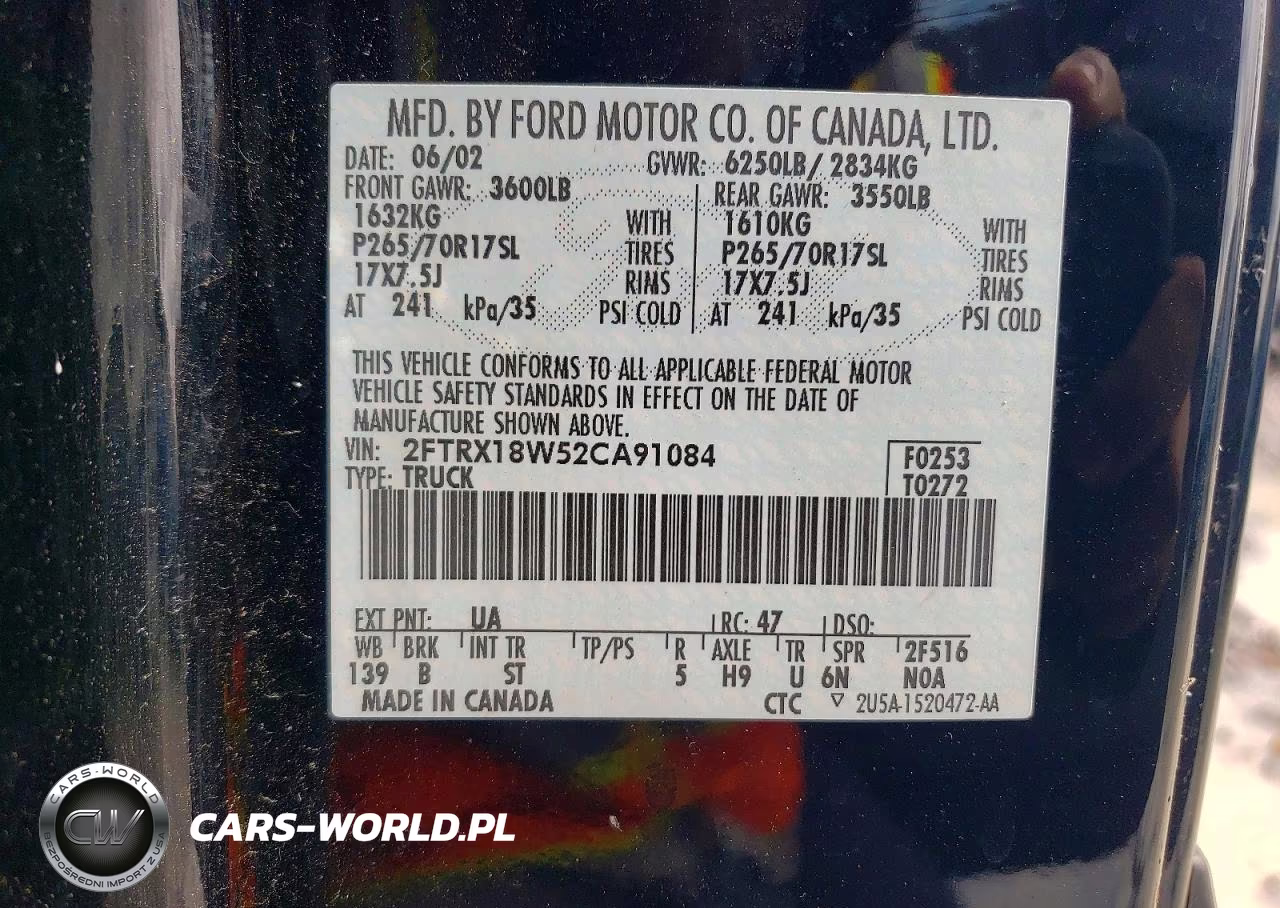 2002 Ford F150 VIN:2FTRX18W52CA91084 - 12