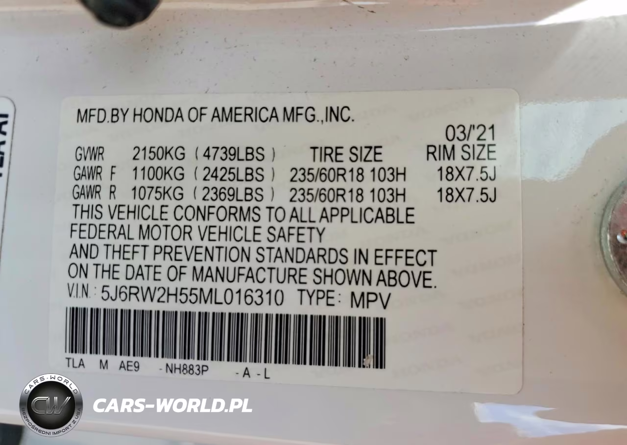 2021 Honda Cr-V Ex VIN:5J6RW2H55ML016310 - 13