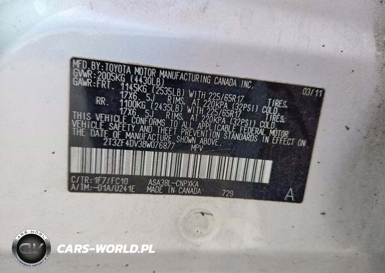 2011 Toyota Rav4 Base VIN:2T3ZF4DV3BW076877 - 13